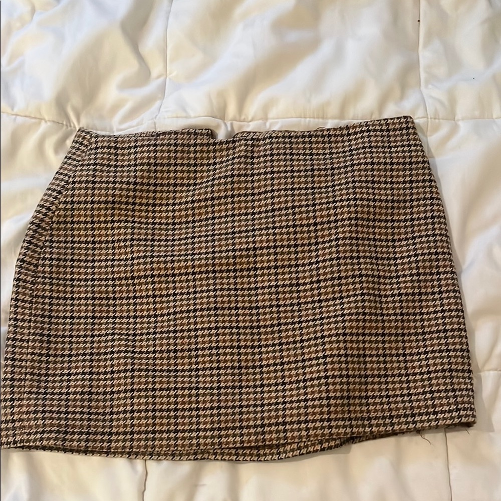 Brandy Melville Brown Cream Pencil Mini Skirt